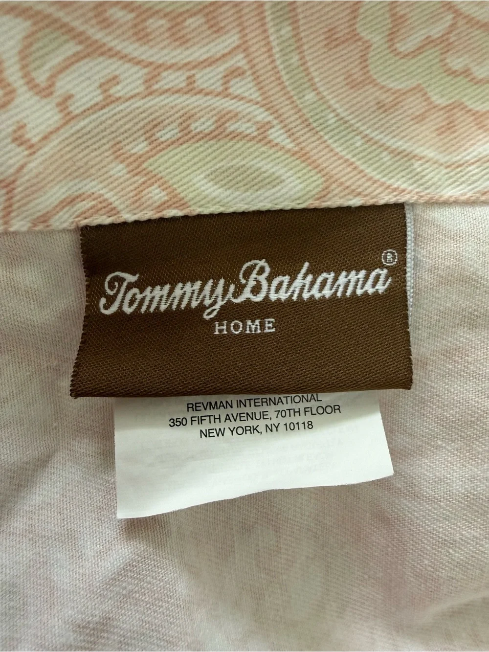 Tommy Bahama Pink Paisley Shower Curtain with Cream Accents